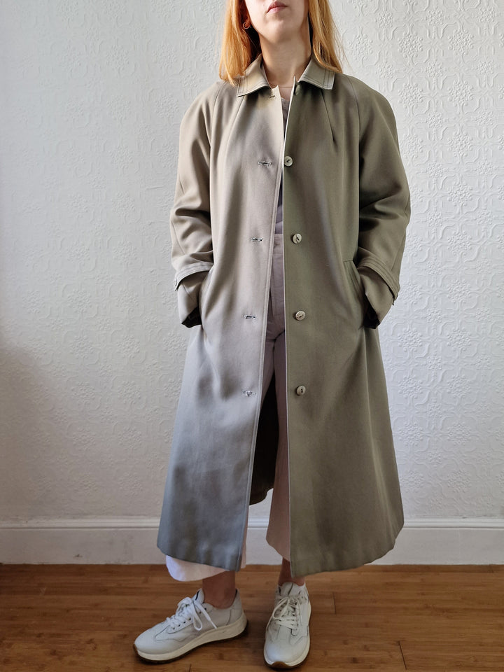 Vintage Khaki Green Single Breasted Trench Coat by Dannimac - S/M