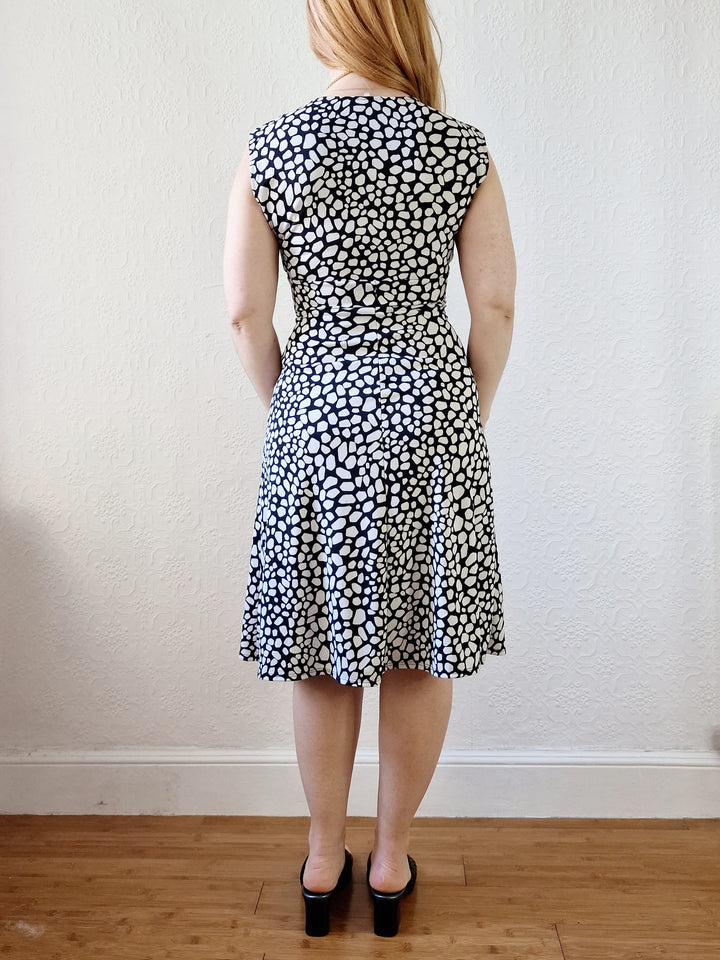 Vintage 90s Black & White Sleeveless Midi Dress - XS/S