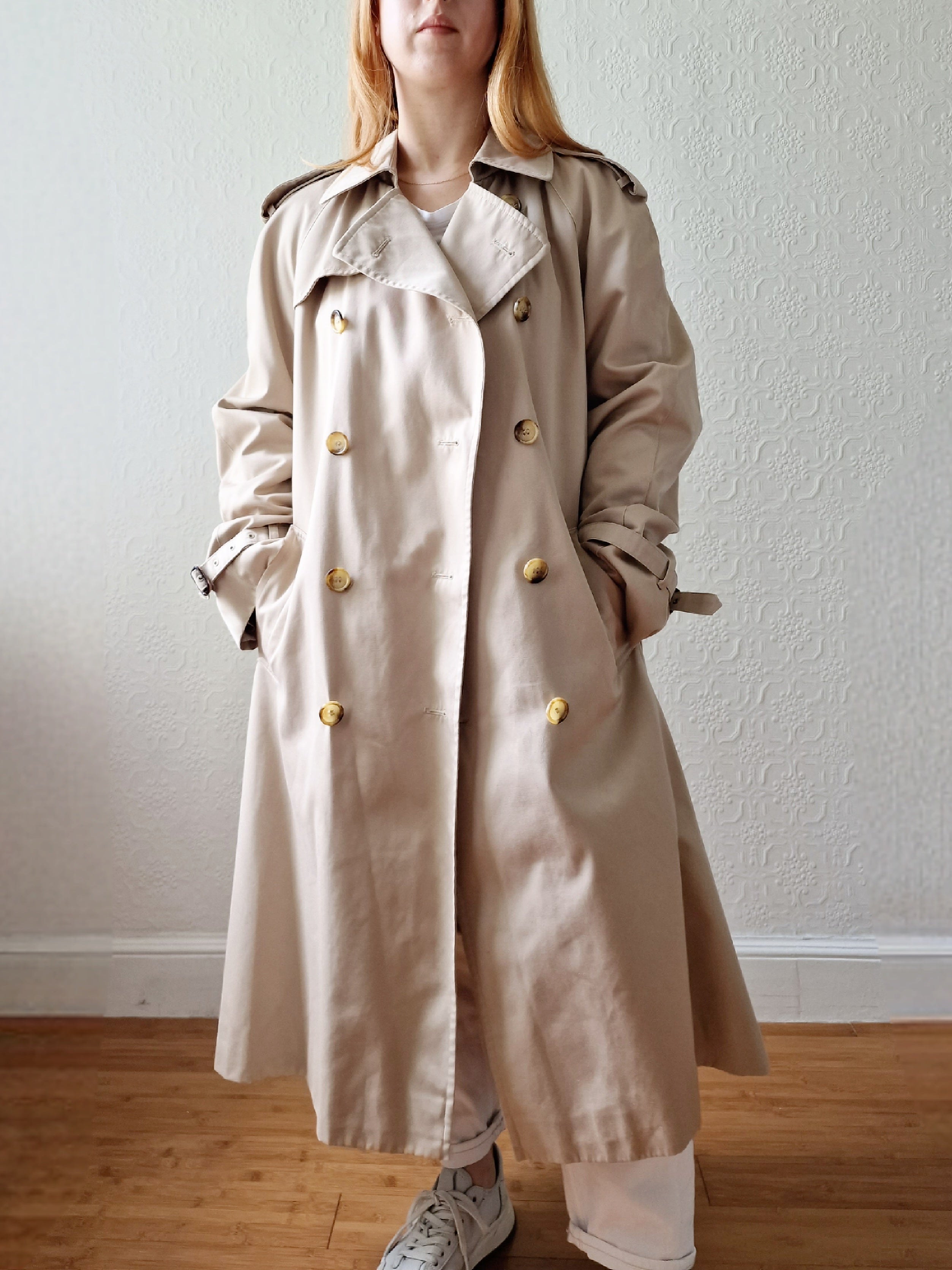 Vintage Beige Double Breasted Trench Coat by Dannimac with Removable L TORN vintage