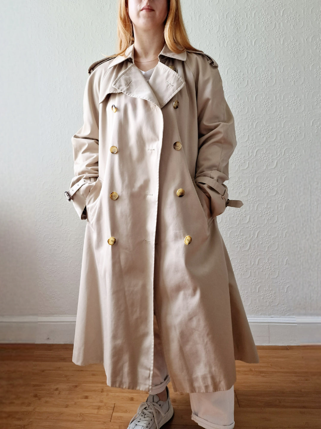 Vintage Beige Double Breasted Trench Coat by Dannimac with Removable Lining - M