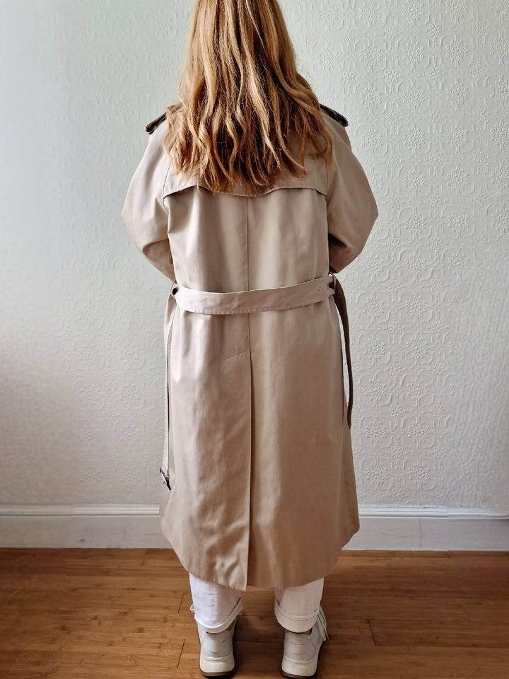 Vintage Beige Double Breasted Trench Coat by Dannimac with Removable Lining - M