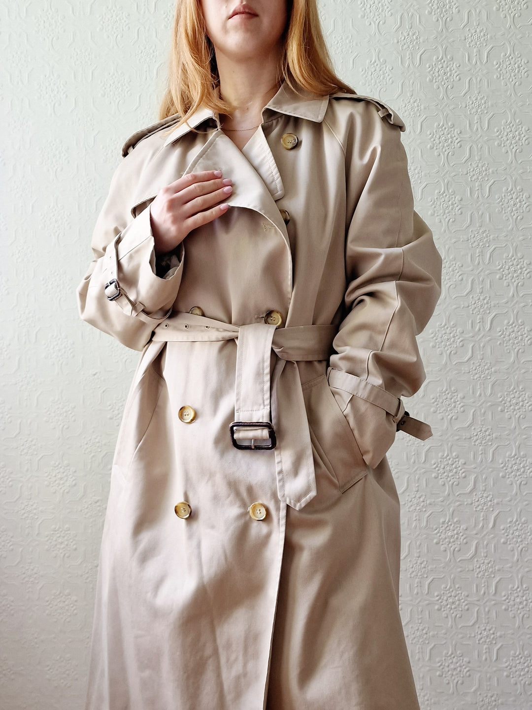 Vintage Beige Double Breasted Trench Coat by Dannimac with Removable Lining - M