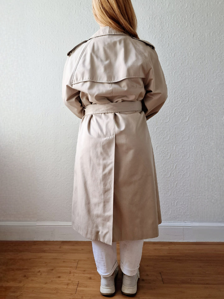 Vintage Beige Double Breasted Trench Coat by Dannimac with Removable Lining - M