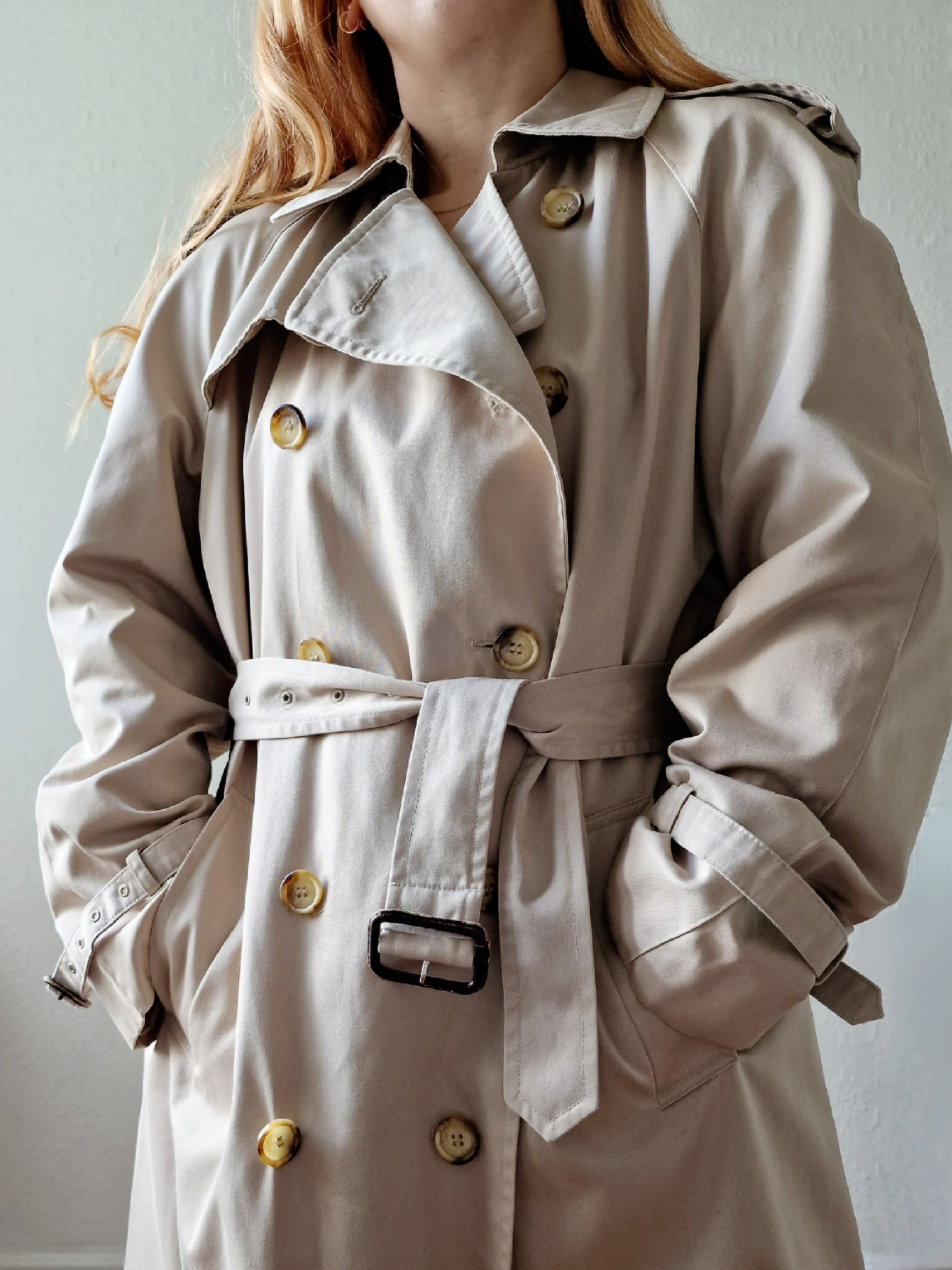 Vintage Beige Double Breasted Trench Coat by Dannimac with Removable L TORN vintage