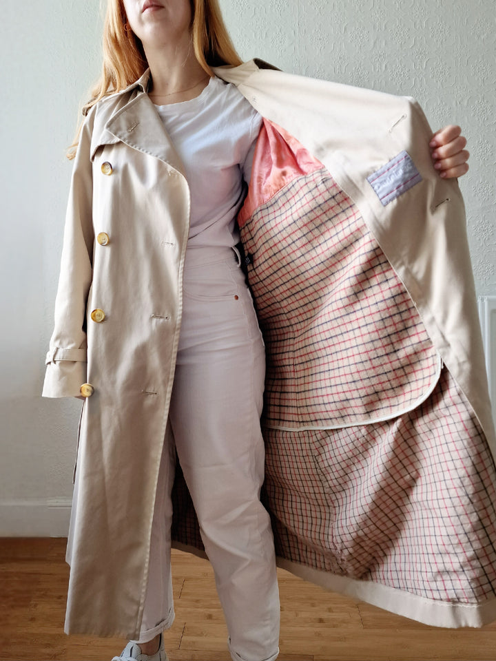 Vintage Beige Double Breasted Trench Coat by Dannimac with Removable Lining - M