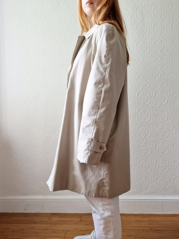 Vintage Light Beige Single Breasted Medium Length Trench Coat by Dannimac - M/L