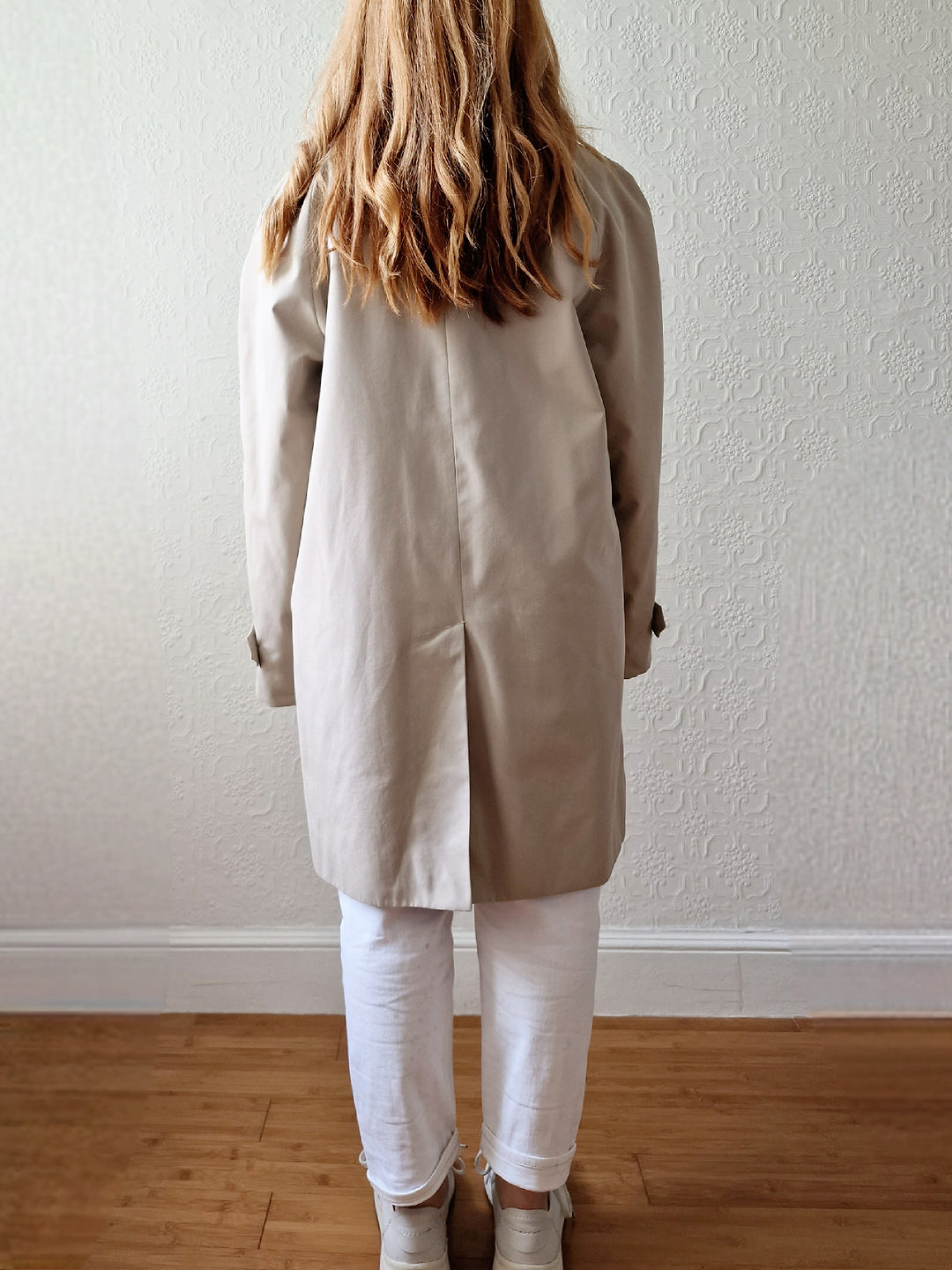 Vintage Light Beige Single Breasted Medium Length Trench Coat by Dannimac - M/L