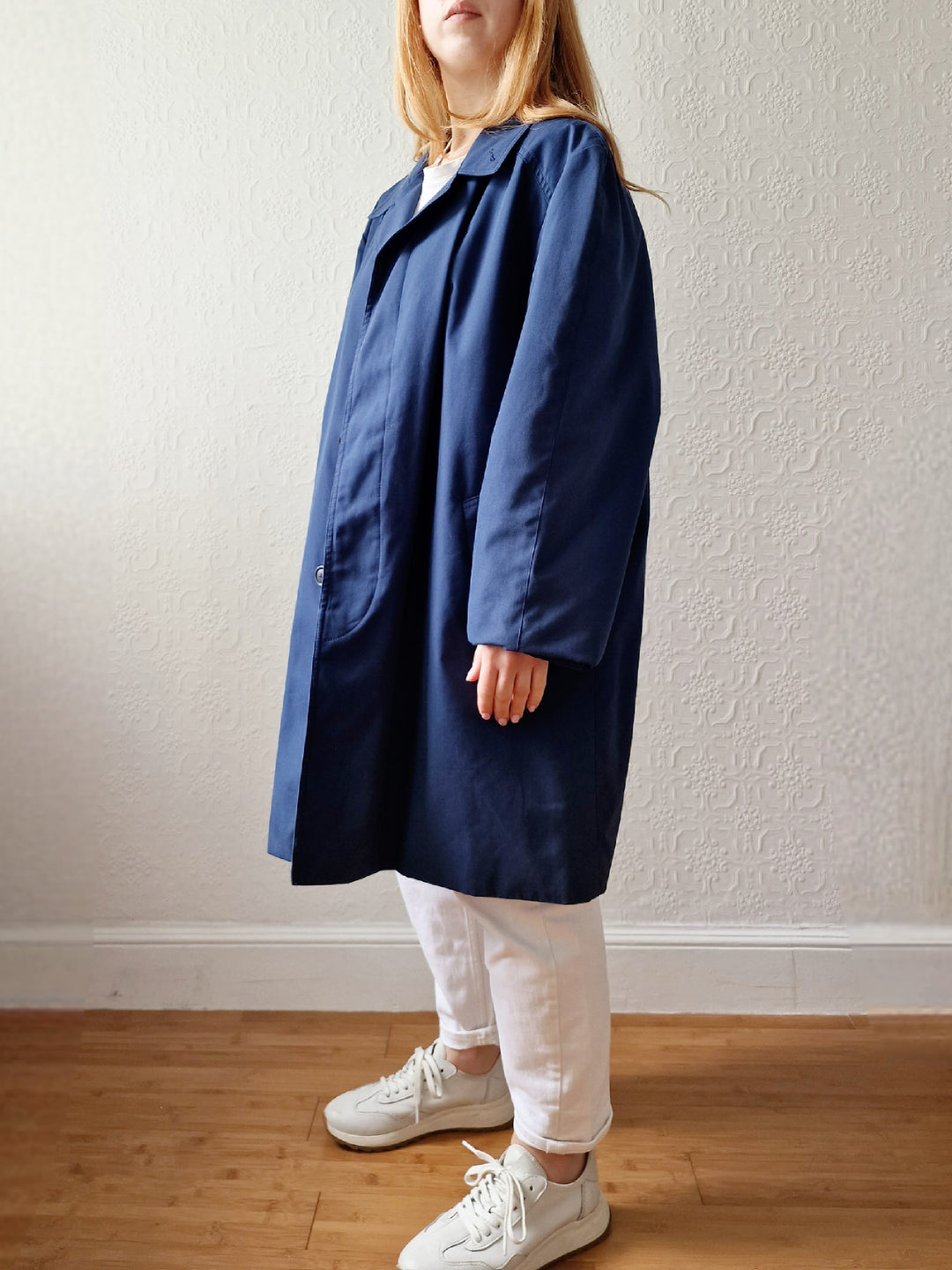 Vintage Navy Blue Single Breasted Trench Coat by Dannimac - M