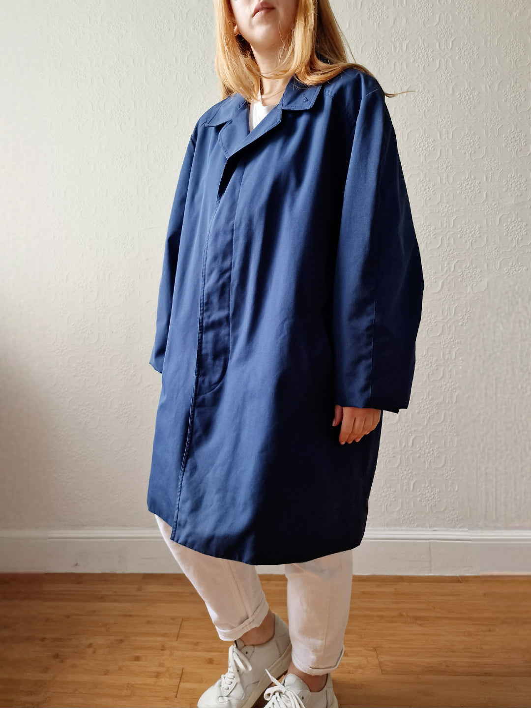 Vintage Navy Blue Single Breasted Trench Coat by Dannimac - M