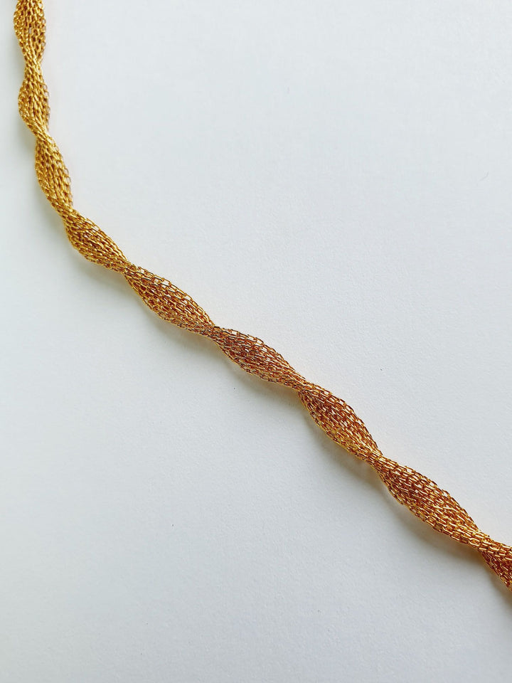 Gold Plated Twist Mesh Chain Necklace