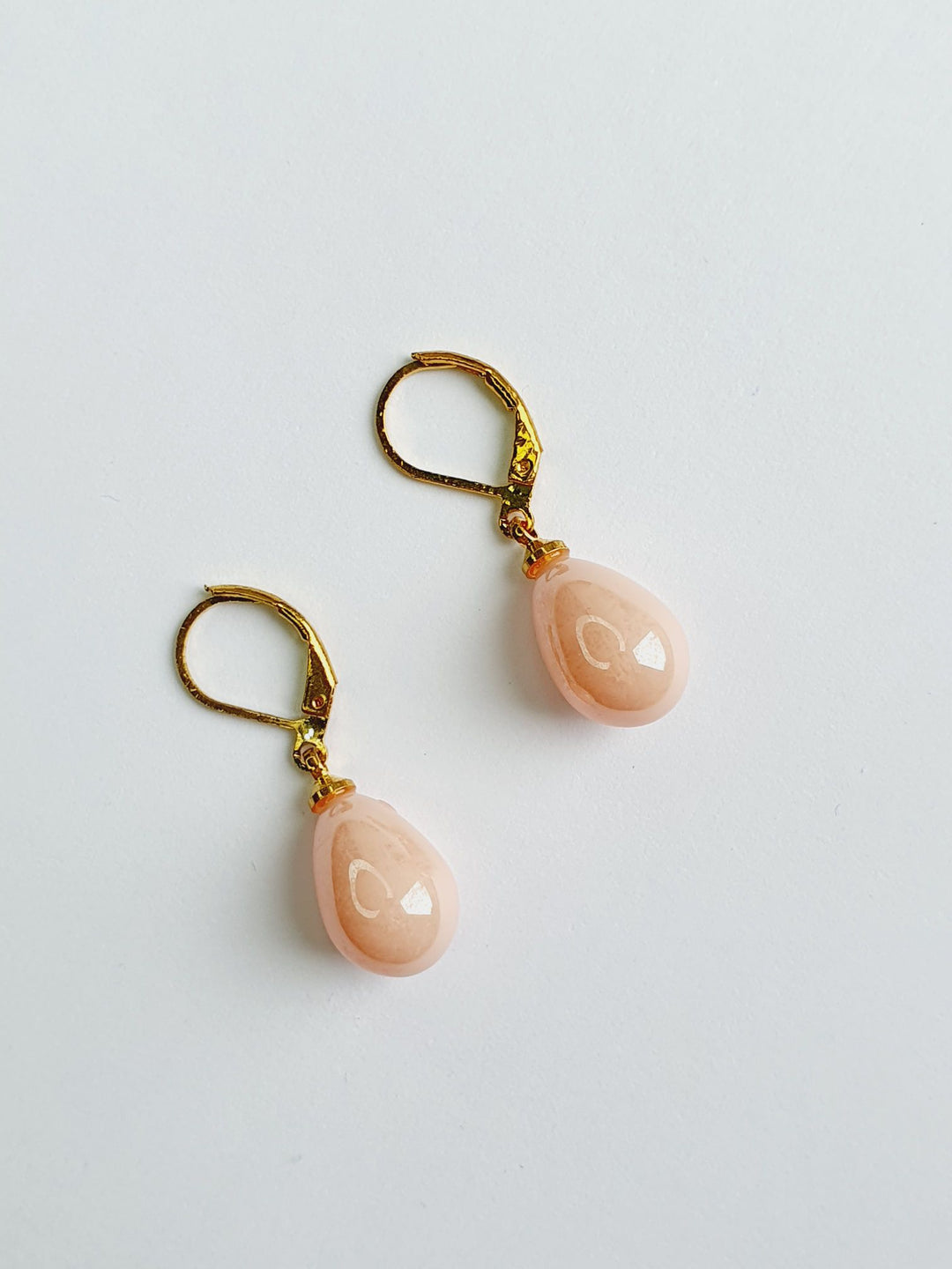 Vintage Gold Plated Pink Pearl Drop Earrings