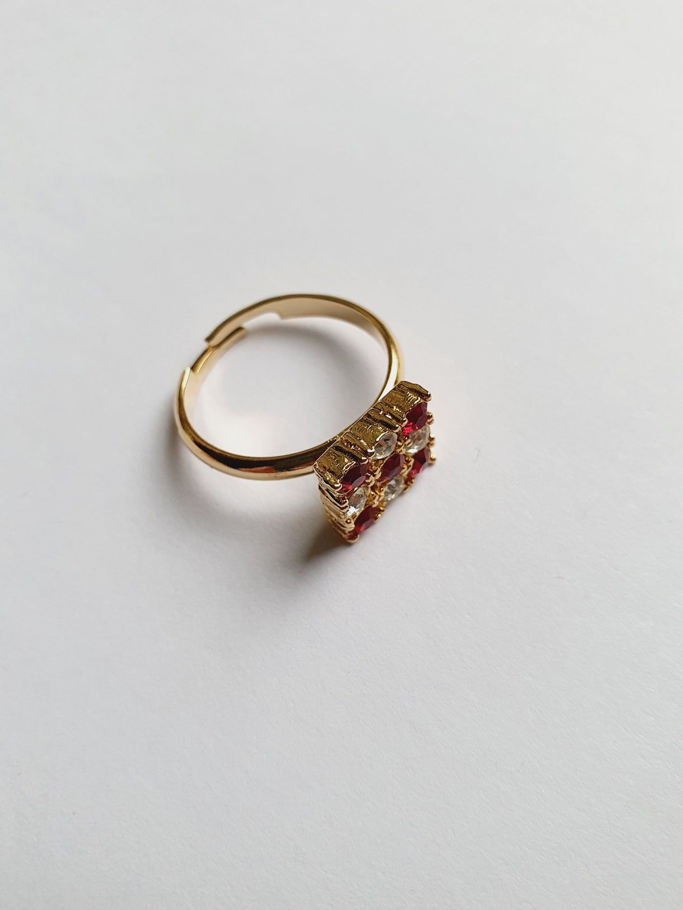Vintage Gold Plated Checkerboard Crystal Ring