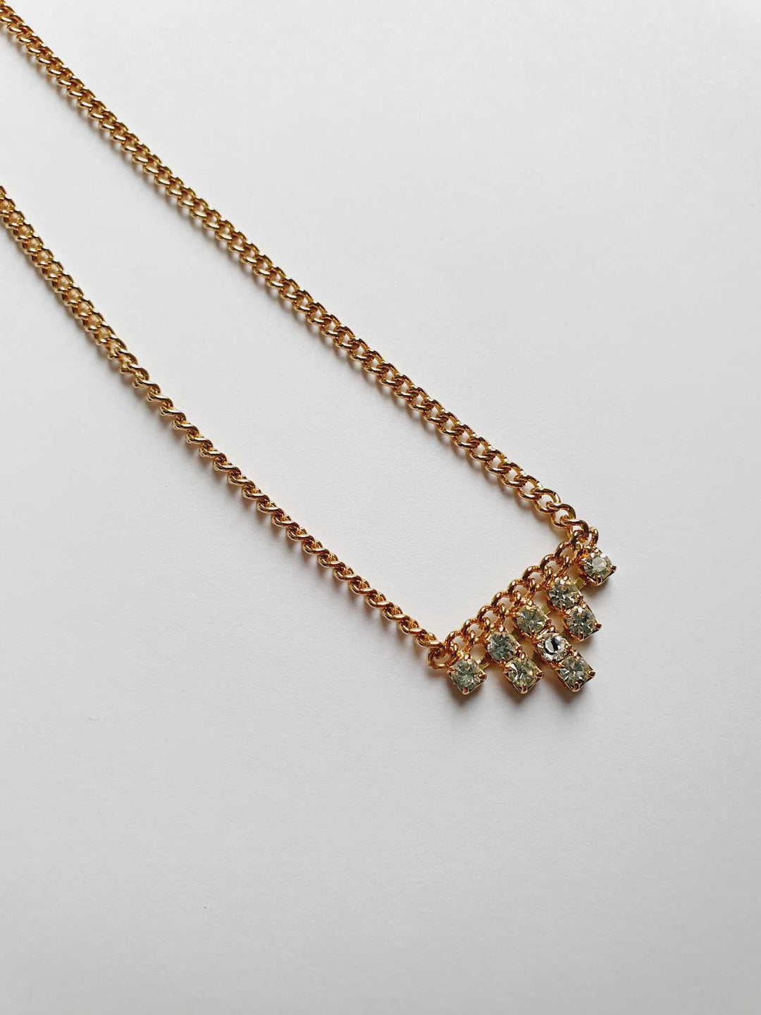 Vintage Gold Plated Chain Necklace with Crystals