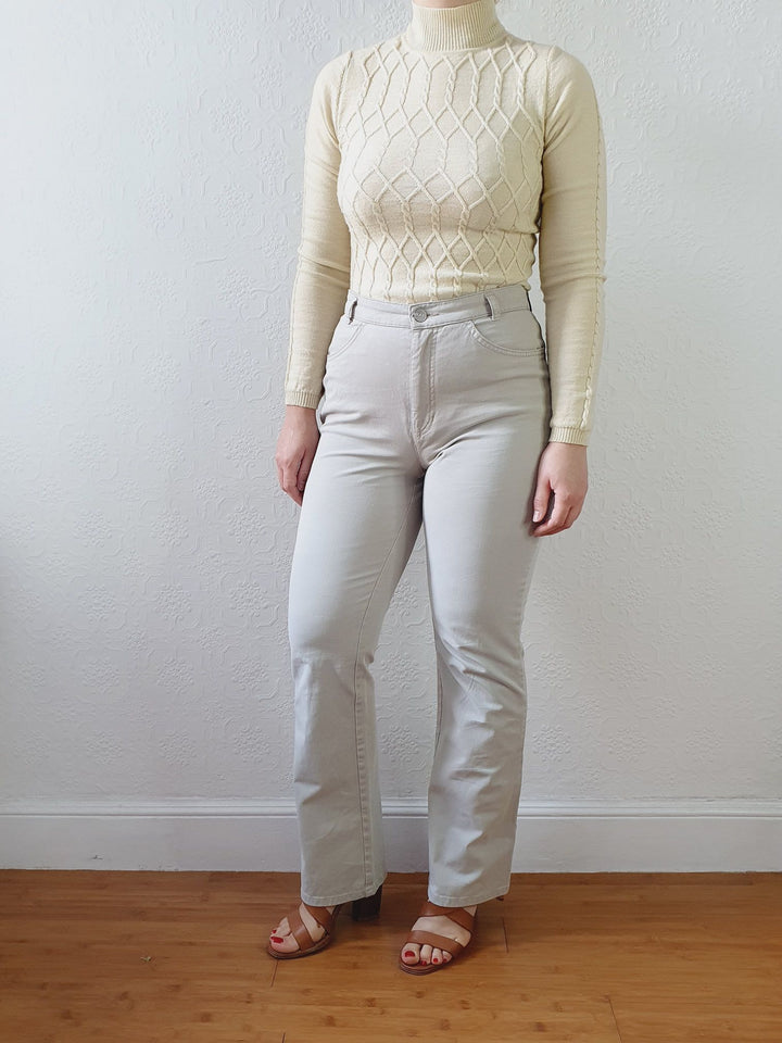 Vintage High Waisted Light Grey MAC Jeans - S/M