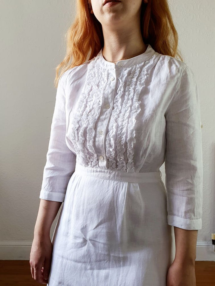 Preloved White Linen Dress - XS/S