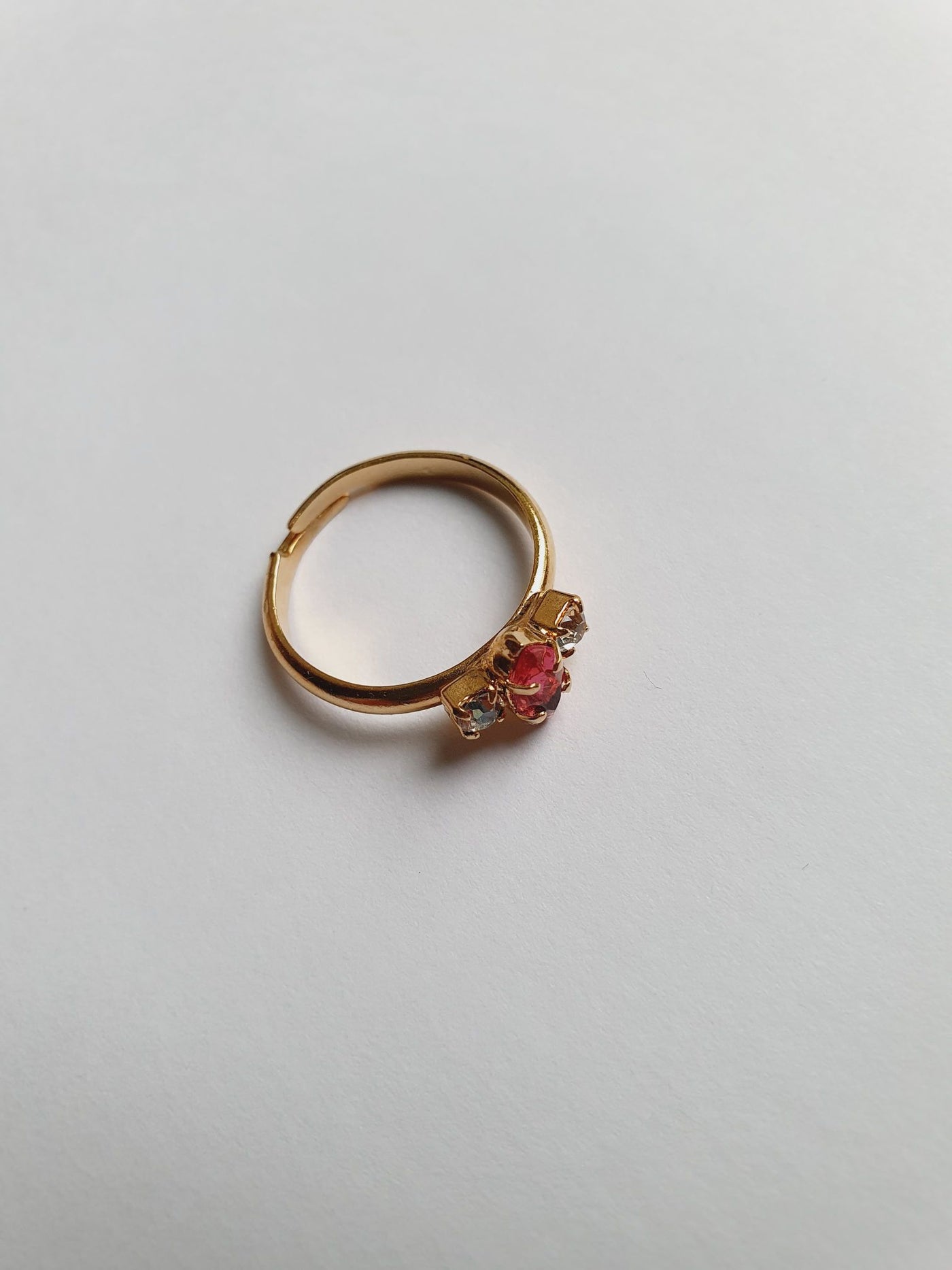 Pink - Vintage Gold Plated Ring with Crystal