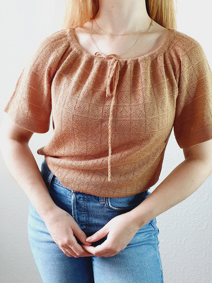 Tan Drawstring Vintage Jumper - S