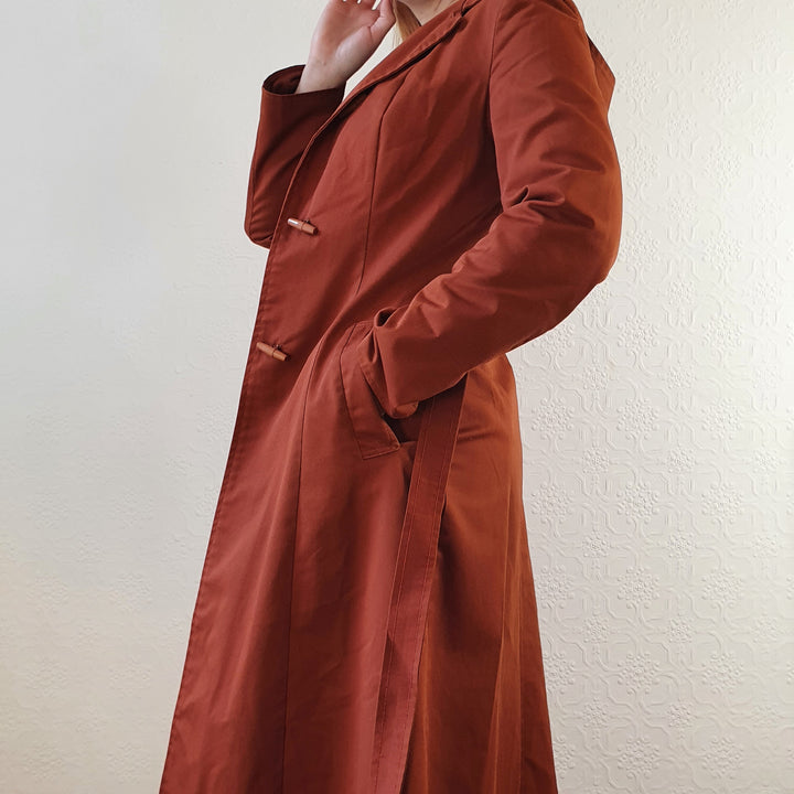 Rust Hooded Trench Coat - XS