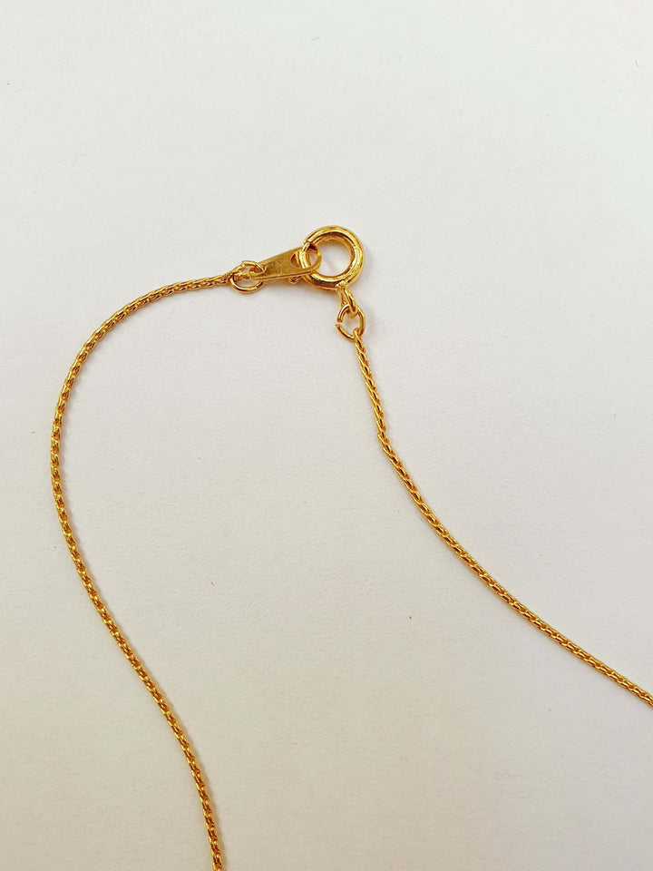Vintage Gold Plated Fine Chain Necklace with Beads - Grey