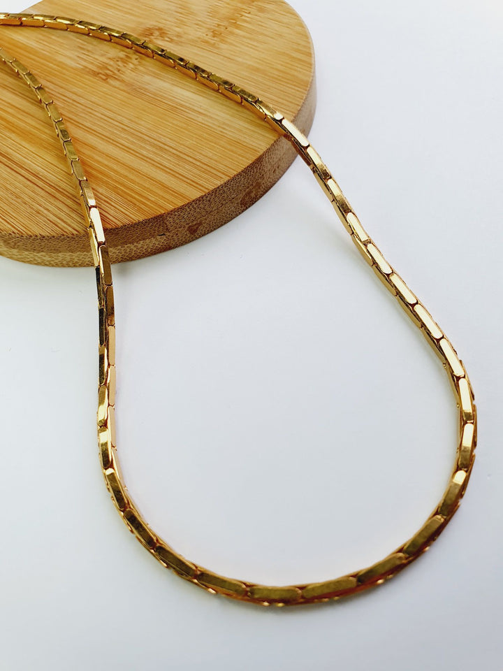 Vintage Gold Plated Square Chain Necklace