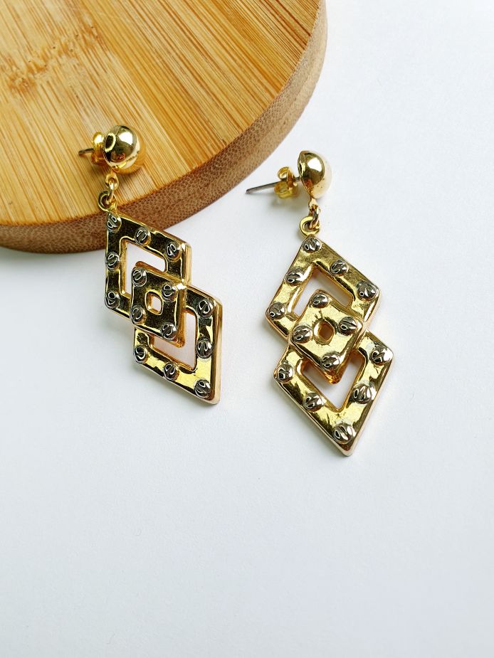 Vintage Gold Plated Statement Drop Earrings
