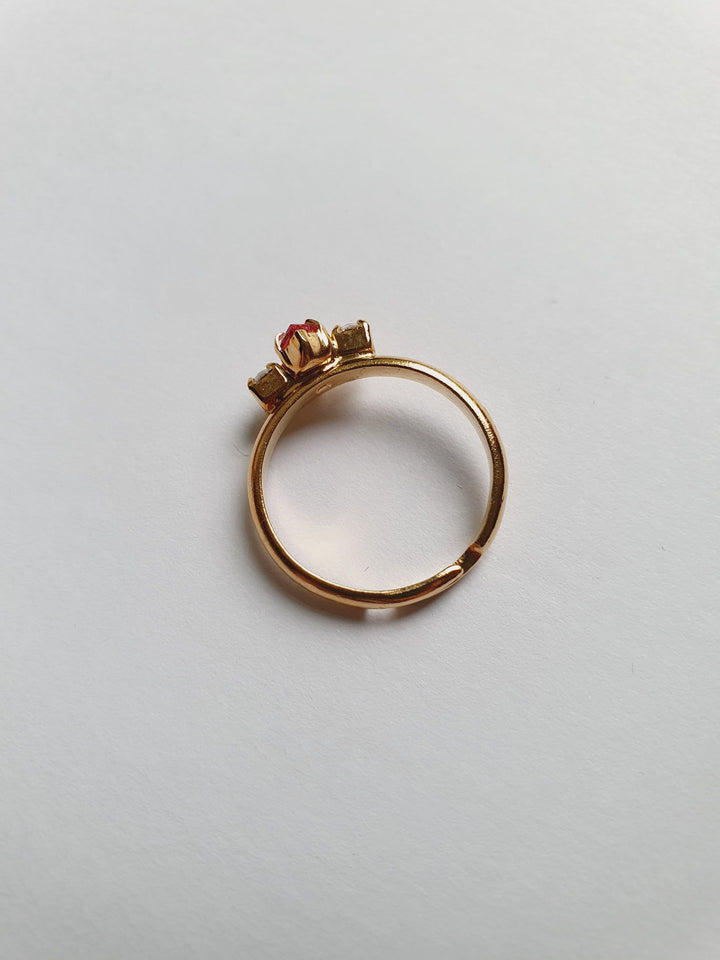 Pink - Vintage Gold Plated Ring with Crystal