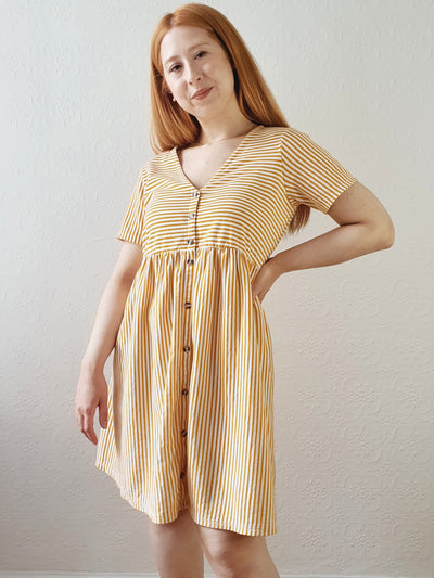 Striped Summer V-Neck Dress - S/M