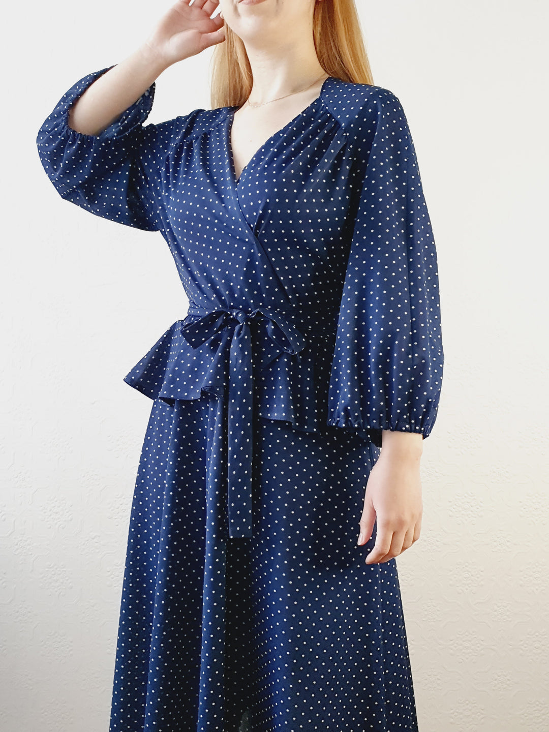 Vintage 1980s Polka Dot Dress - M