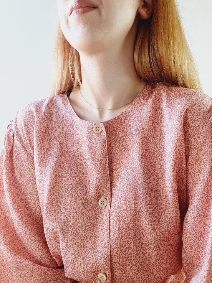 Pink 1980s Ditsy Blouse - S/M