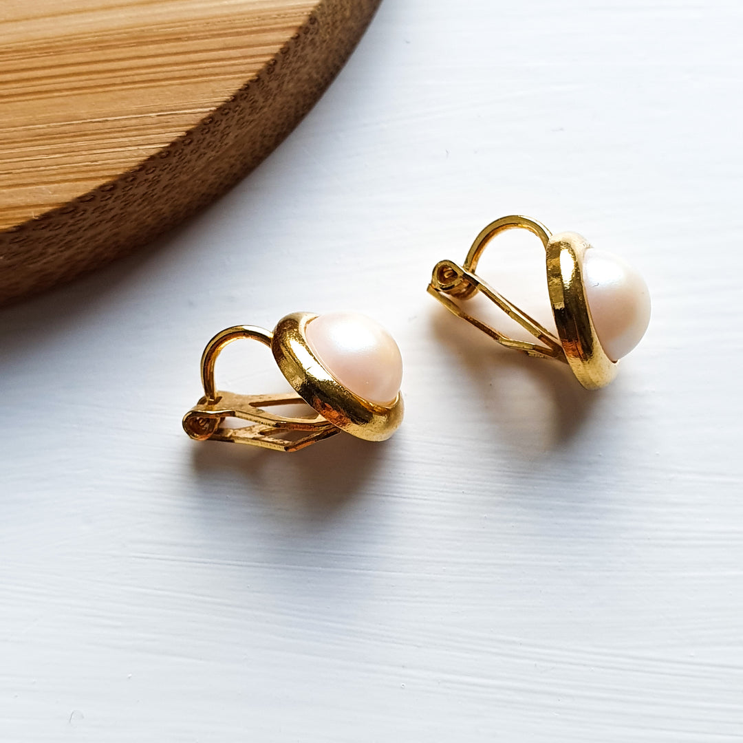 Faux Pearl Clip On Earrings