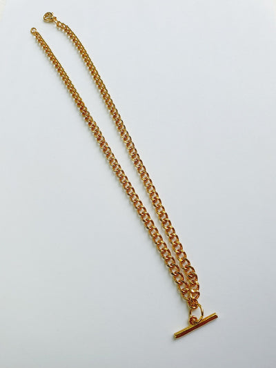 Vintage Gold Plated T-bar Chain Necklace