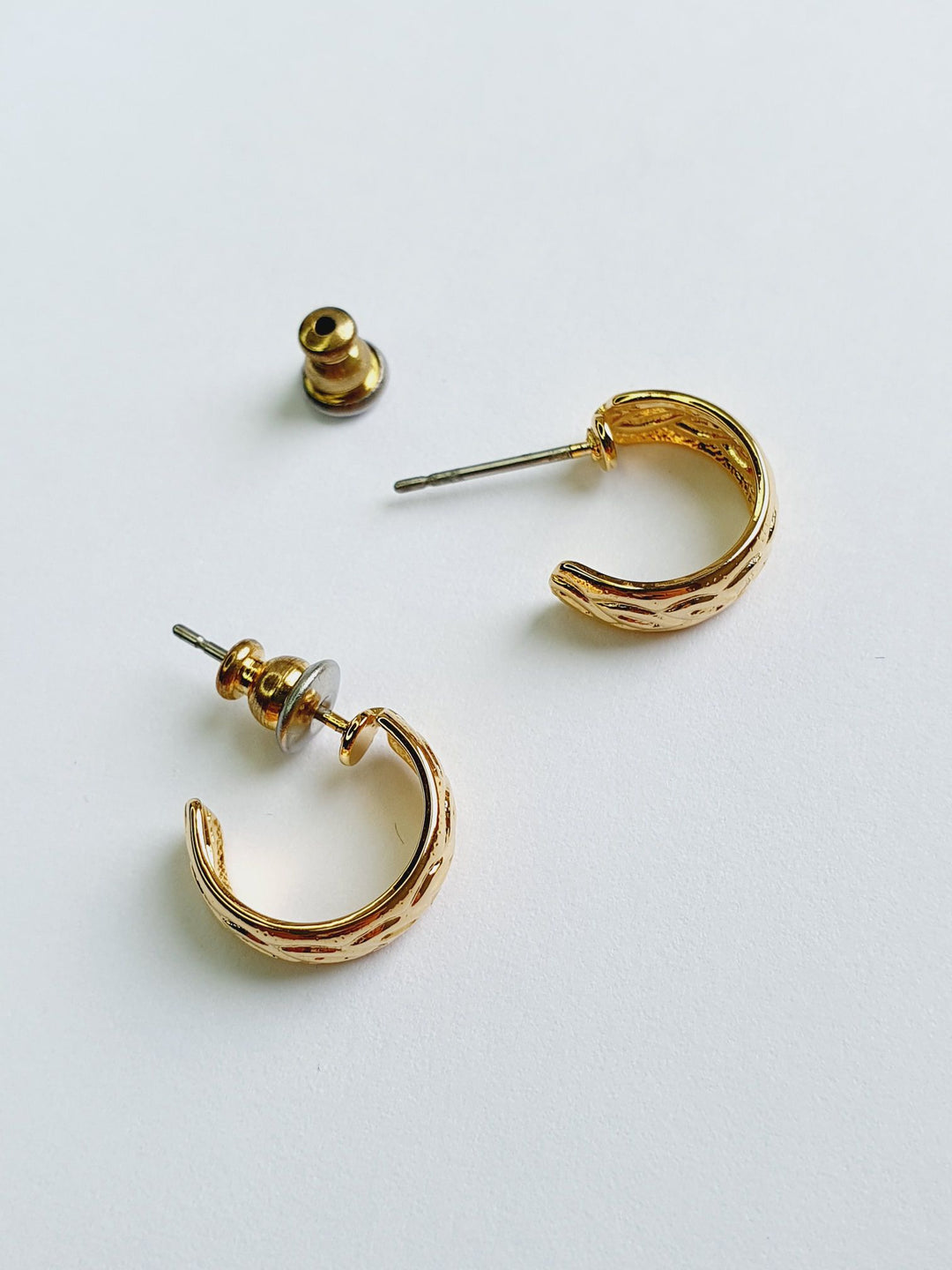 Vintage Gold Plated Minimal Micro Hoops