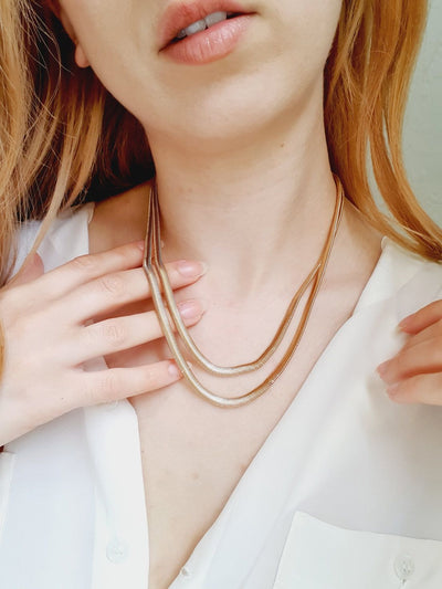 Double Herringbone Chain Necklace