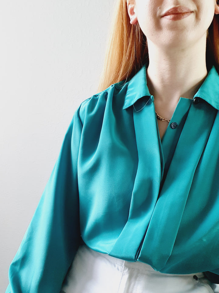 Vintage Emerald Green Blouse • S-M