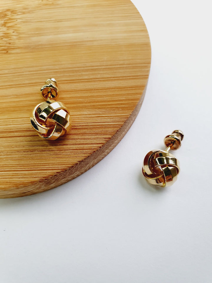 Vintage Gold Toned Twist Knot Stud Earrings