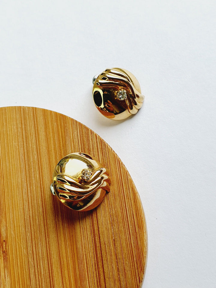 Vintage Gold Plated Round Stud Earrings