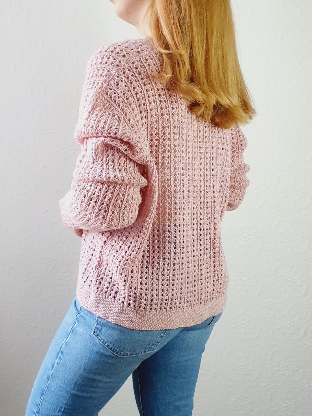 Pink Lurex Wool Cardigan - XL