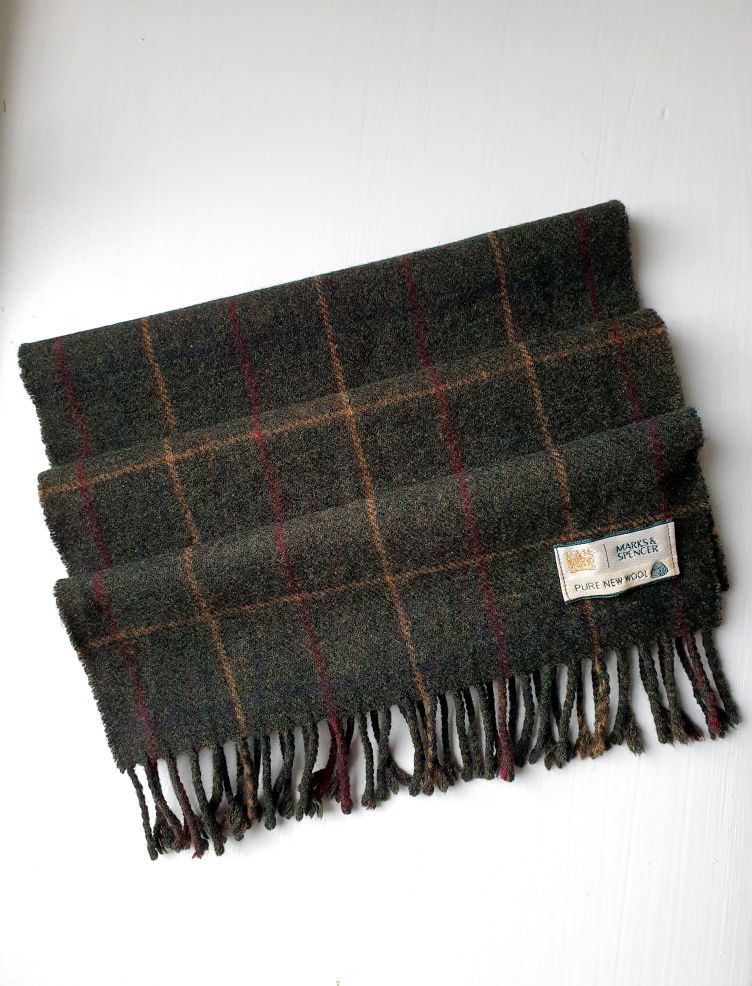 Vintage Tweed Look Wool Scarf