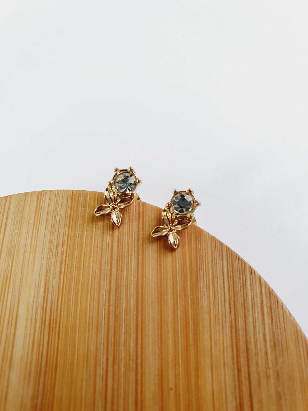 Vintage Gold Plated Crystal Stud Earrings