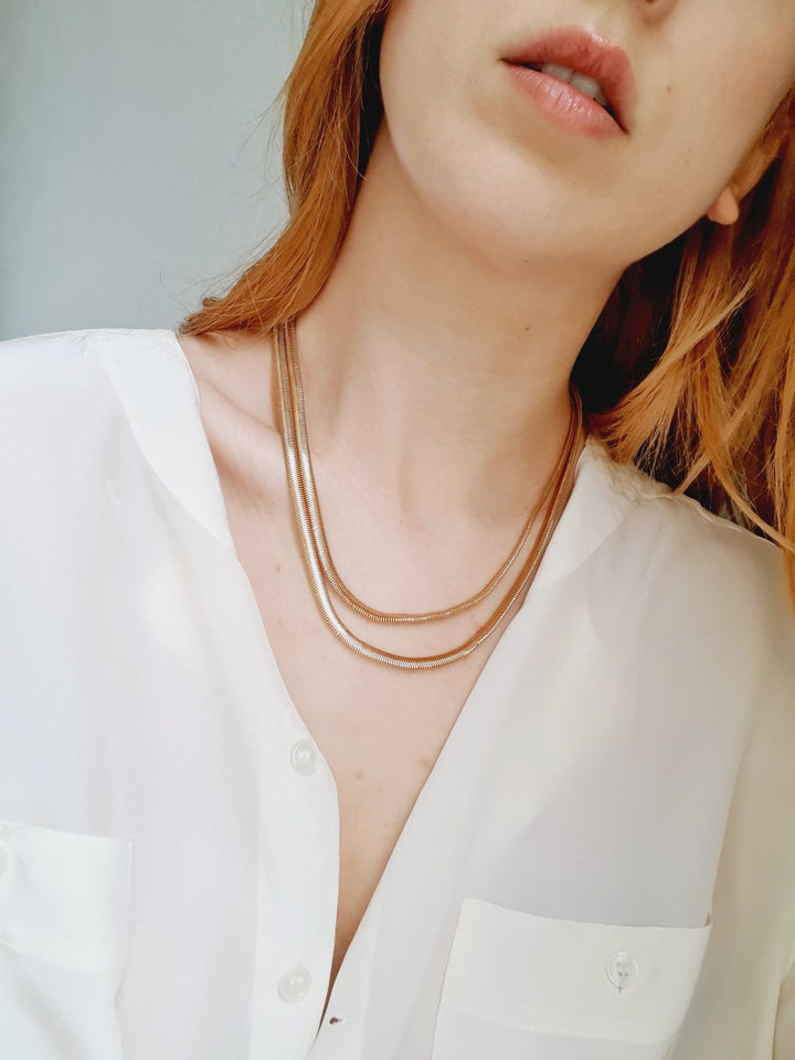 Double Herringbone Chain Necklace