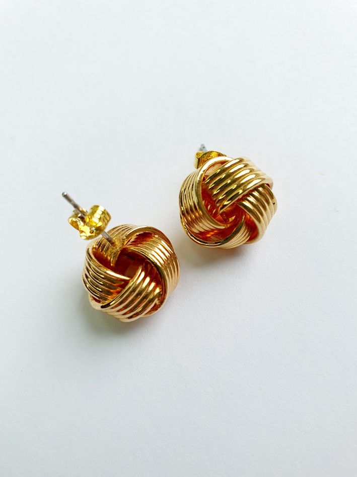 Vintage Gold Plated Twist Knot Stud Earrings