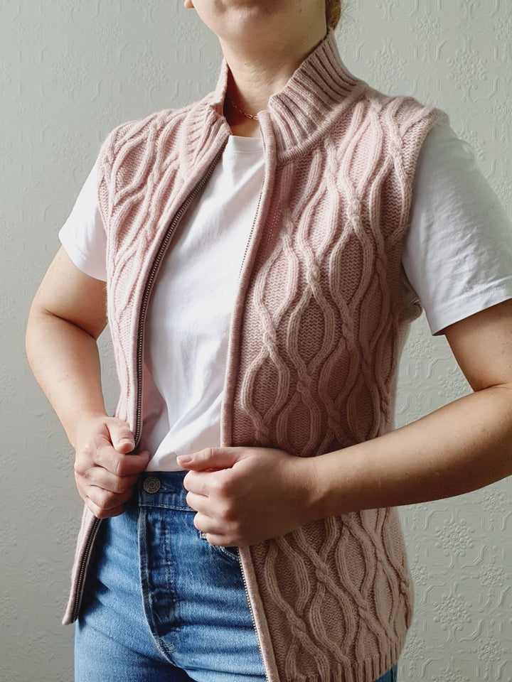 Vintage Soft Pink Lambswool & Cashmere Zip Up Vest - XS/S