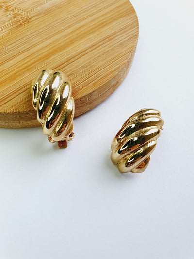 Vintage Gold Toned 1980s Clip On Earrings