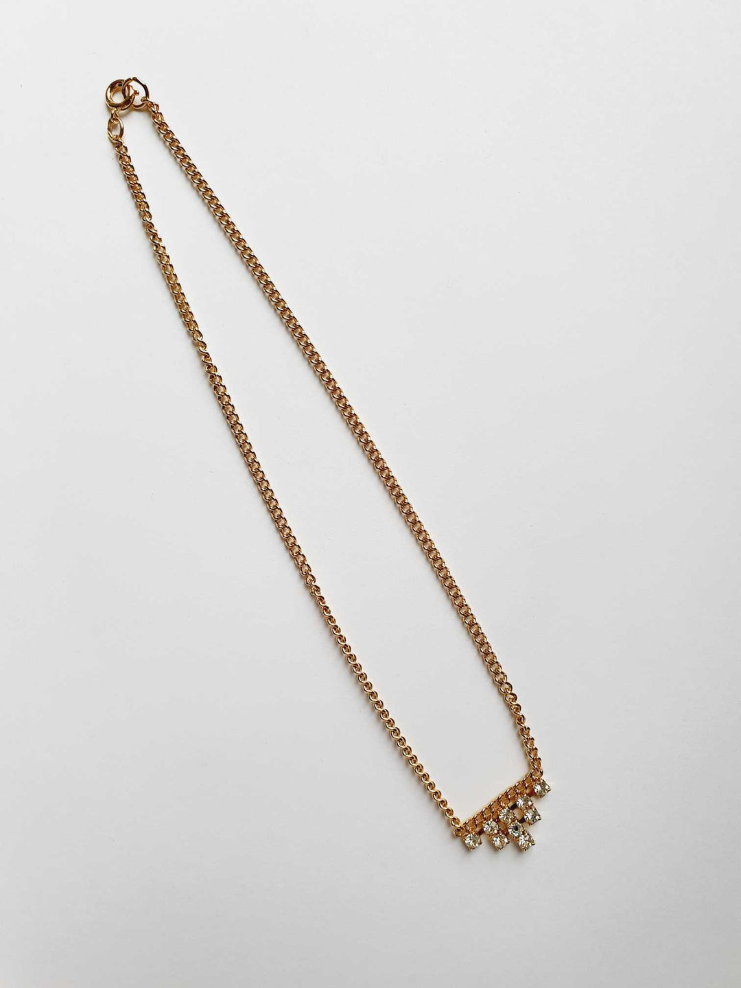 Vintage Gold Plated Chain Necklace with Crystals