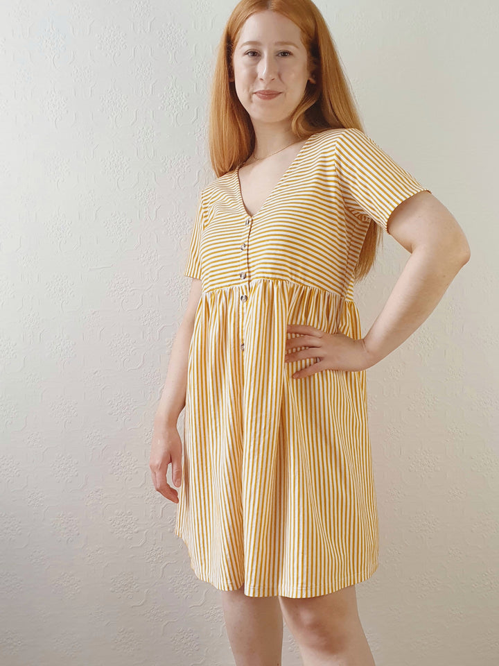 Striped Summer V-Neck Dress - S/M