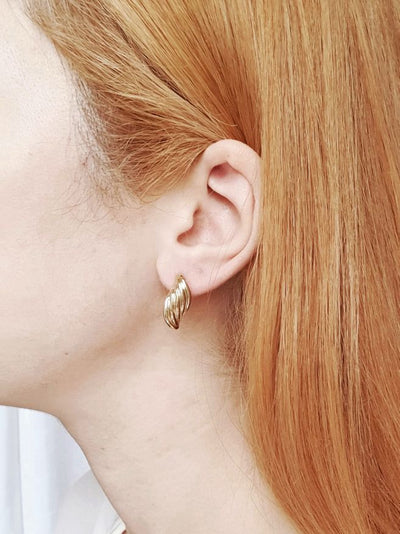 Vintage Gold Toned Twist Stud Earrings