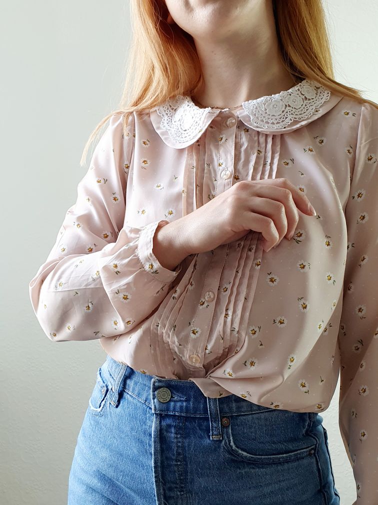 Vintage Pink Romantic Blouse - S/M