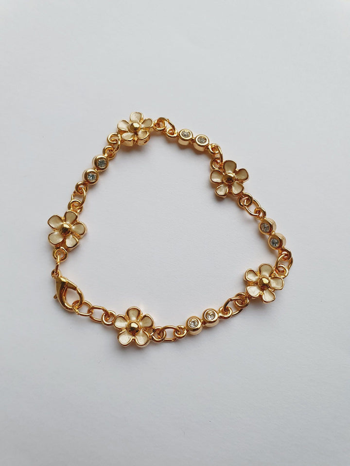 Vintage Gold Plated Flower & Crystal Bracelet