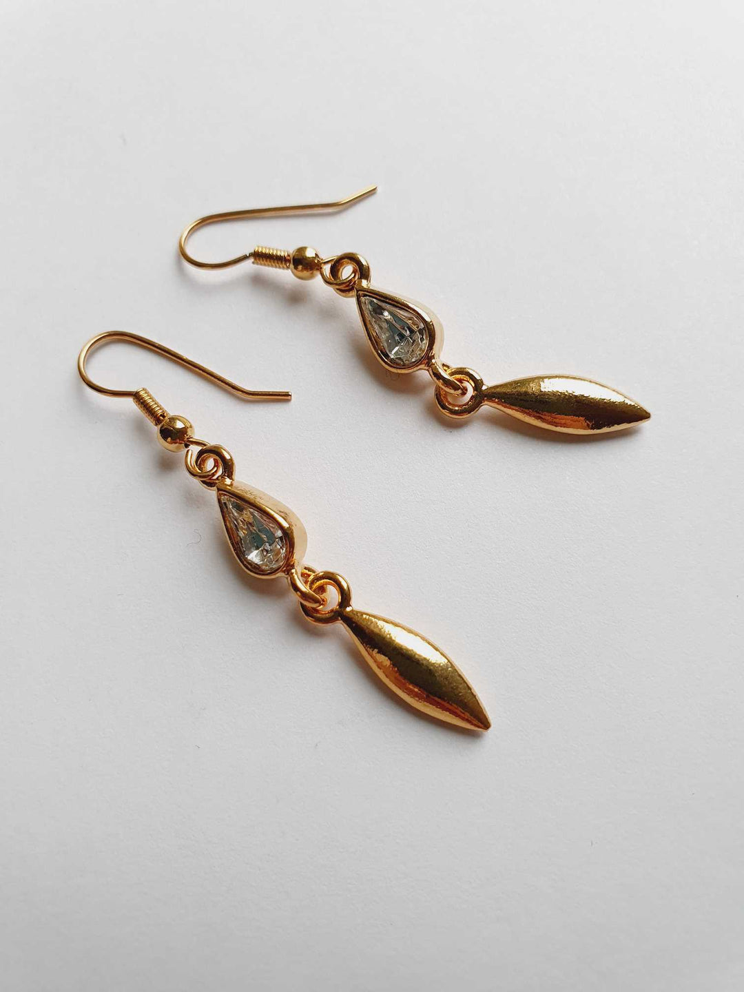 Vintage Gold Plated Drop Crystal Earrings