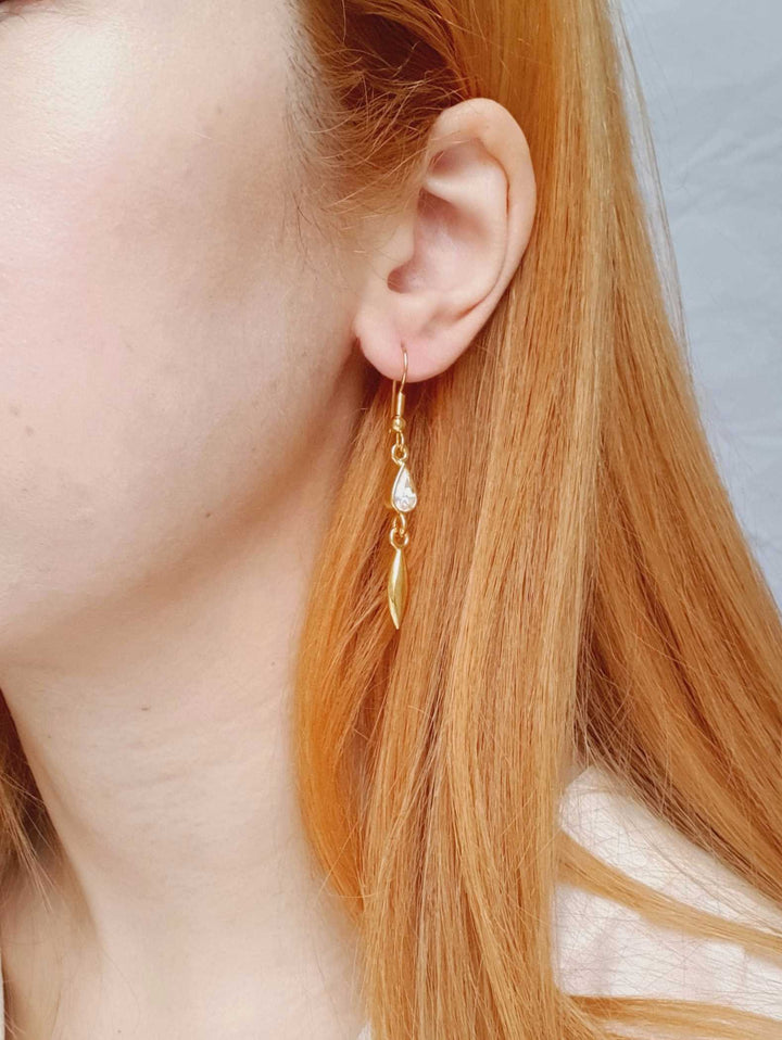 Vintage Gold Plated Drop Crystal Earrings